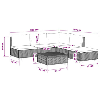 vidaXL 6 pcs Rattan Lounge Set with Cushions GENDT Natural Rattan
