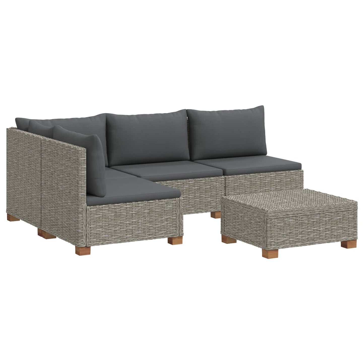vidaXL 5 pcs Rattan Lounge Set with Cushions GENDT Natural Rattan