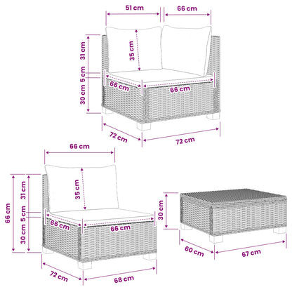 vidaXL 5 pcs Rattan Lounge Set with Cushions GENDT Natural Rattan