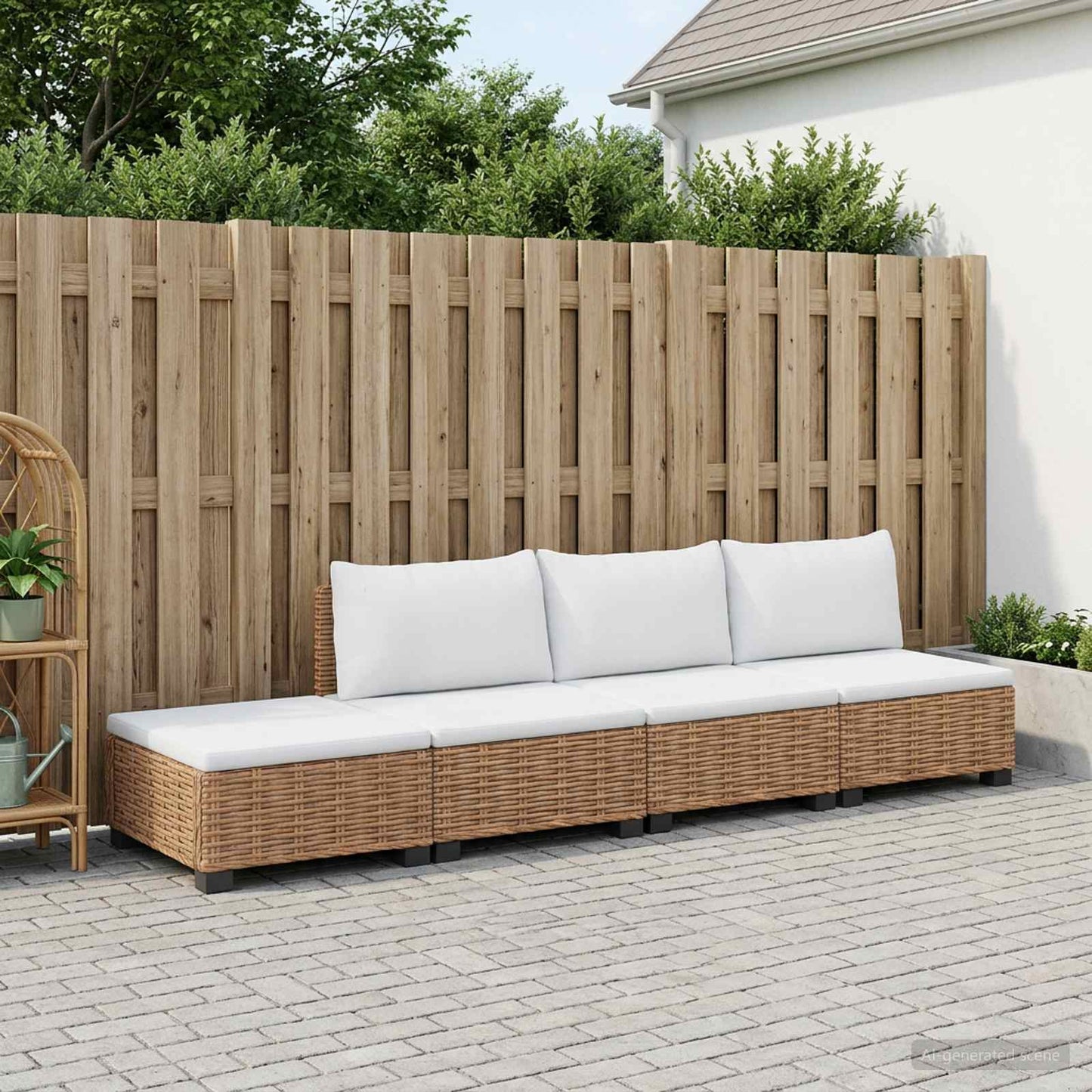 vidaXL 4 pcs Rattan Lounge Set with Cushions GENDT Natural Rattan