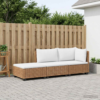 vidaXL 3 pcs Rattan Lounge Set with Cushions GENDT Natural Rattan