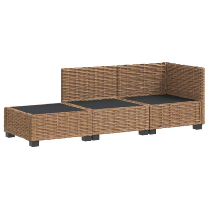 vidaXL 3 pcs Rattan Lounge Set with Cushions GENDT Natural Rattan