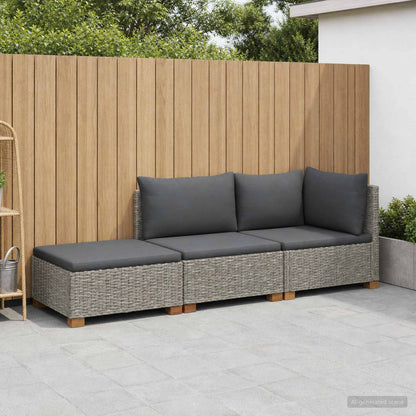 vidaXL 3 pcs Rattan Lounge Set with Cushions GENDT Natural Rattan