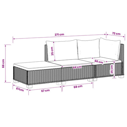 vidaXL 3 pcs Rattan Lounge Set with Cushions GENDT Natural Rattan