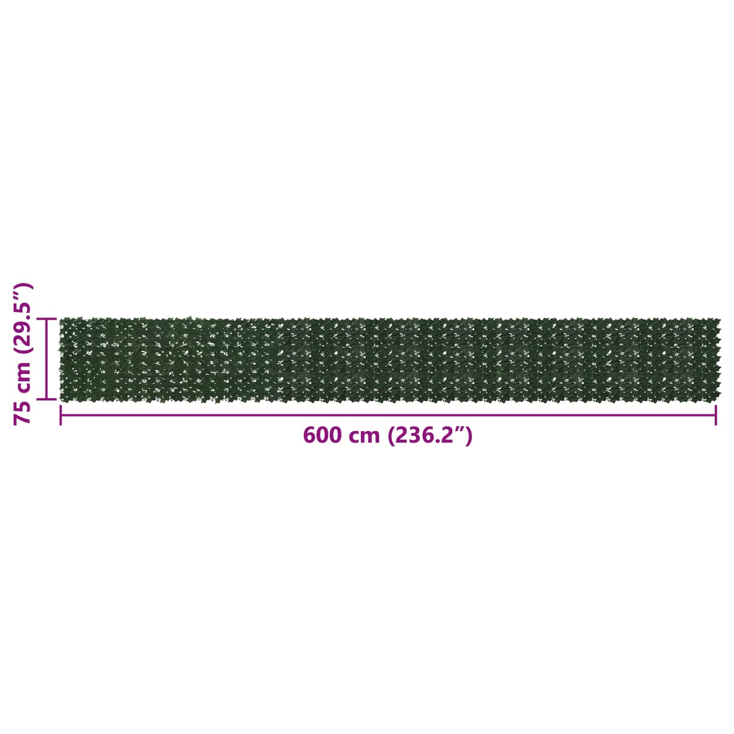 vidaXL Balcony Screen with Leaves Dark Green 600 x 75 cm