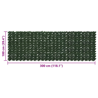 vidaXL Balcony Screen with Leaves Dark Green 300 x 100 cm
