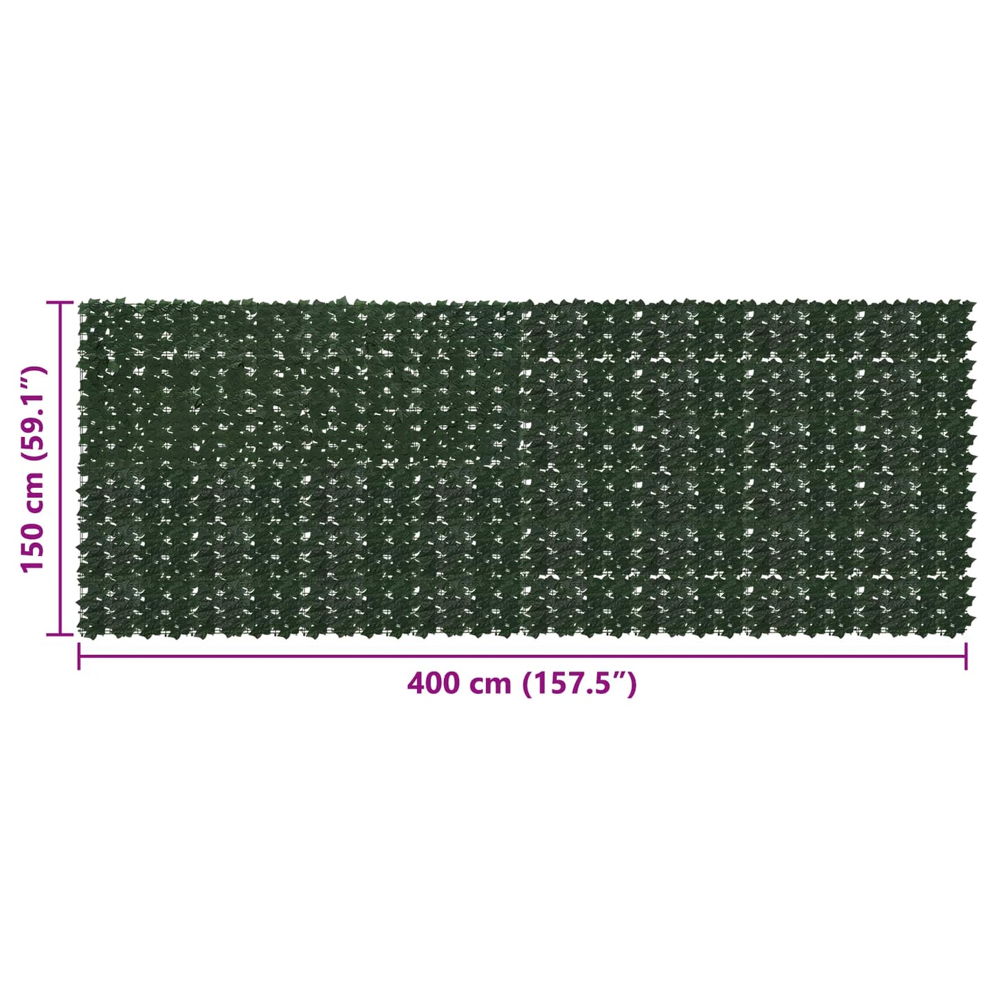 vidaXL Balcony Screen with Leaves Dark Green 400 x 150 cm