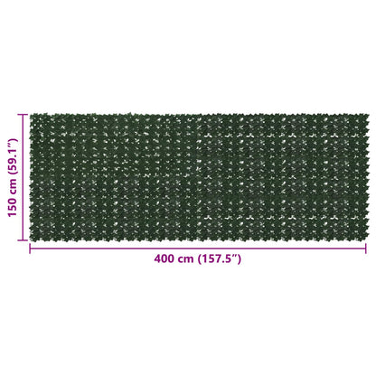 vidaXL Balcony Screen with Leaves Dark Green 400 x 150 cm