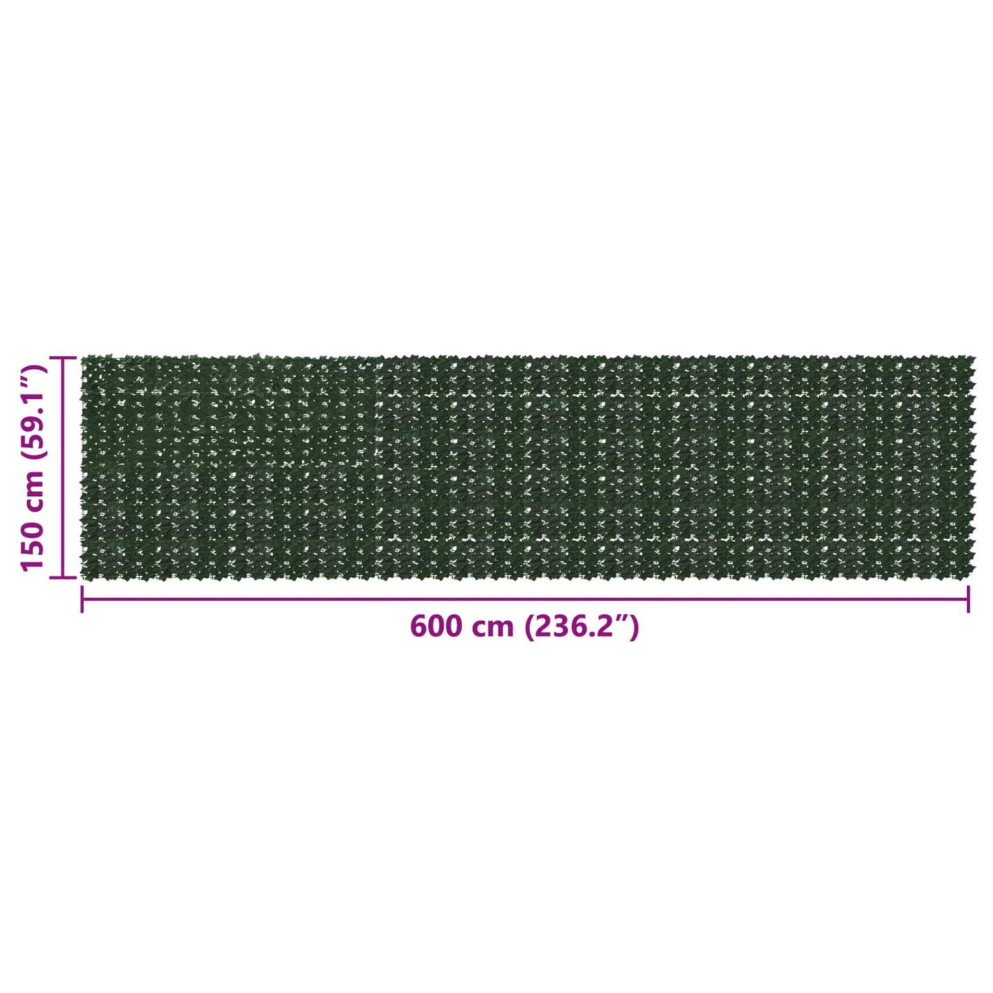 vidaXL Balcony Screen with Leaves Dark Green 600 x 150 cm