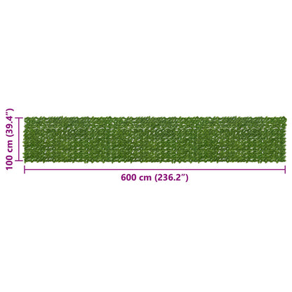 vidaXL Balcony Screen with Leaves Green and Yellow 600 x 100 cm