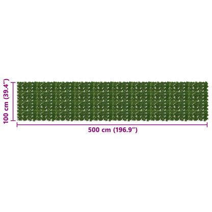 vidaXL Balcony Screen with Leaves Green 500 x 100 cm