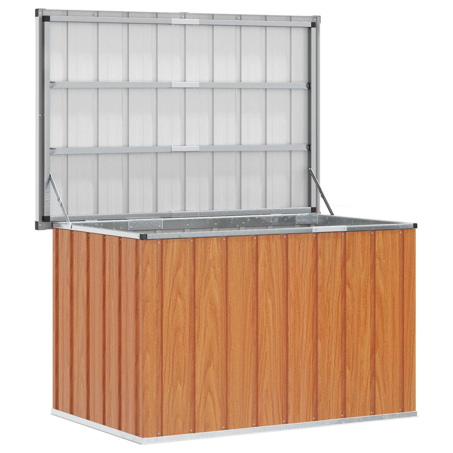 vidaXL Outdoor Storage Box Wood 109 x 67 x 65 cm Galvanised Steel