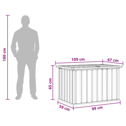 vidaXL Outdoor Storage Box Wood 109 x 67 x 65 cm Galvanised Steel