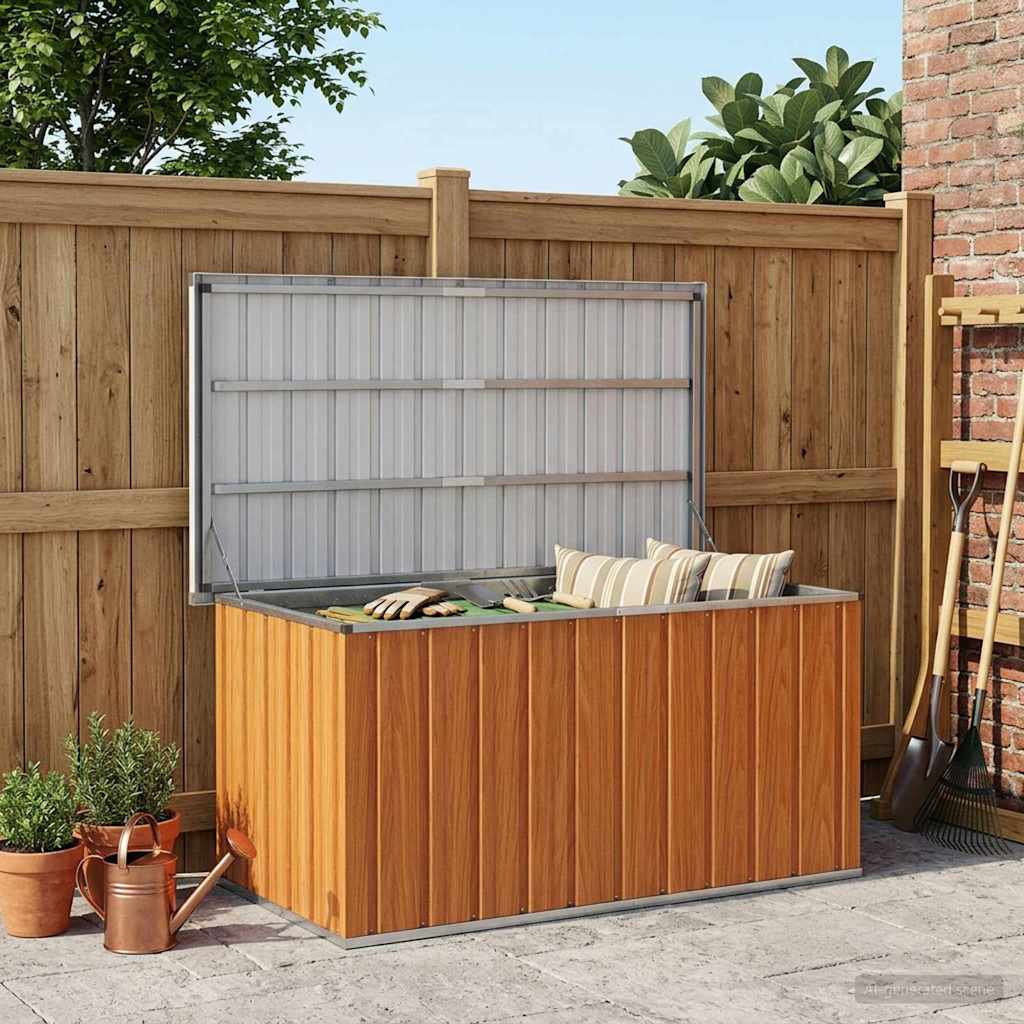 vidaXL Outdoor Storage Box Wood 129 x 67 x 65 cm Galvanised Steel