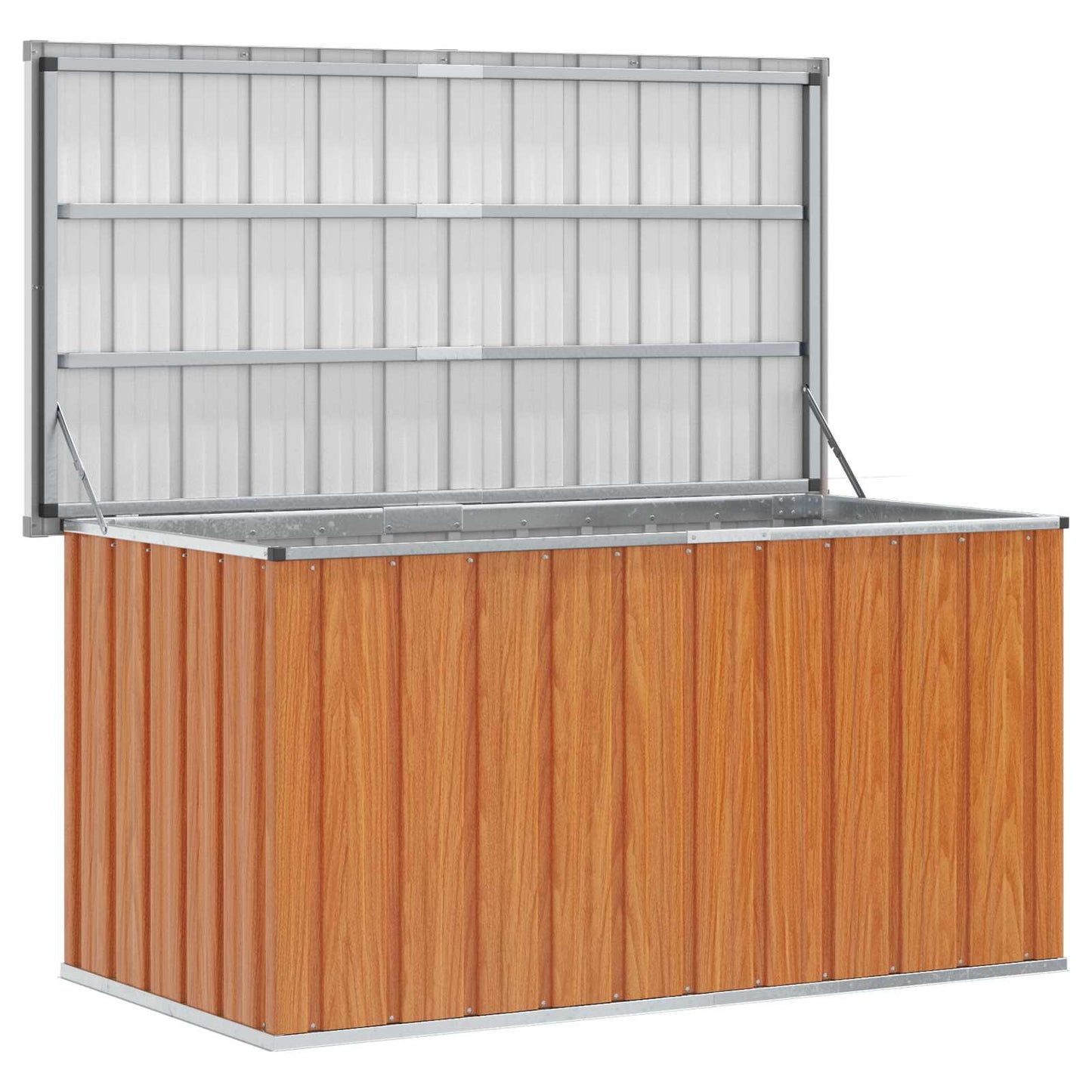 vidaXL Outdoor Storage Box Wood 129 x 67 x 65 cm Galvanised Steel