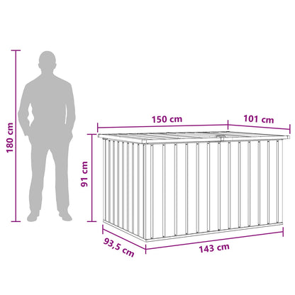 vidaXL Outdoor Storage Box Galvanised Steel 150 x 101 x 91 cm Wood