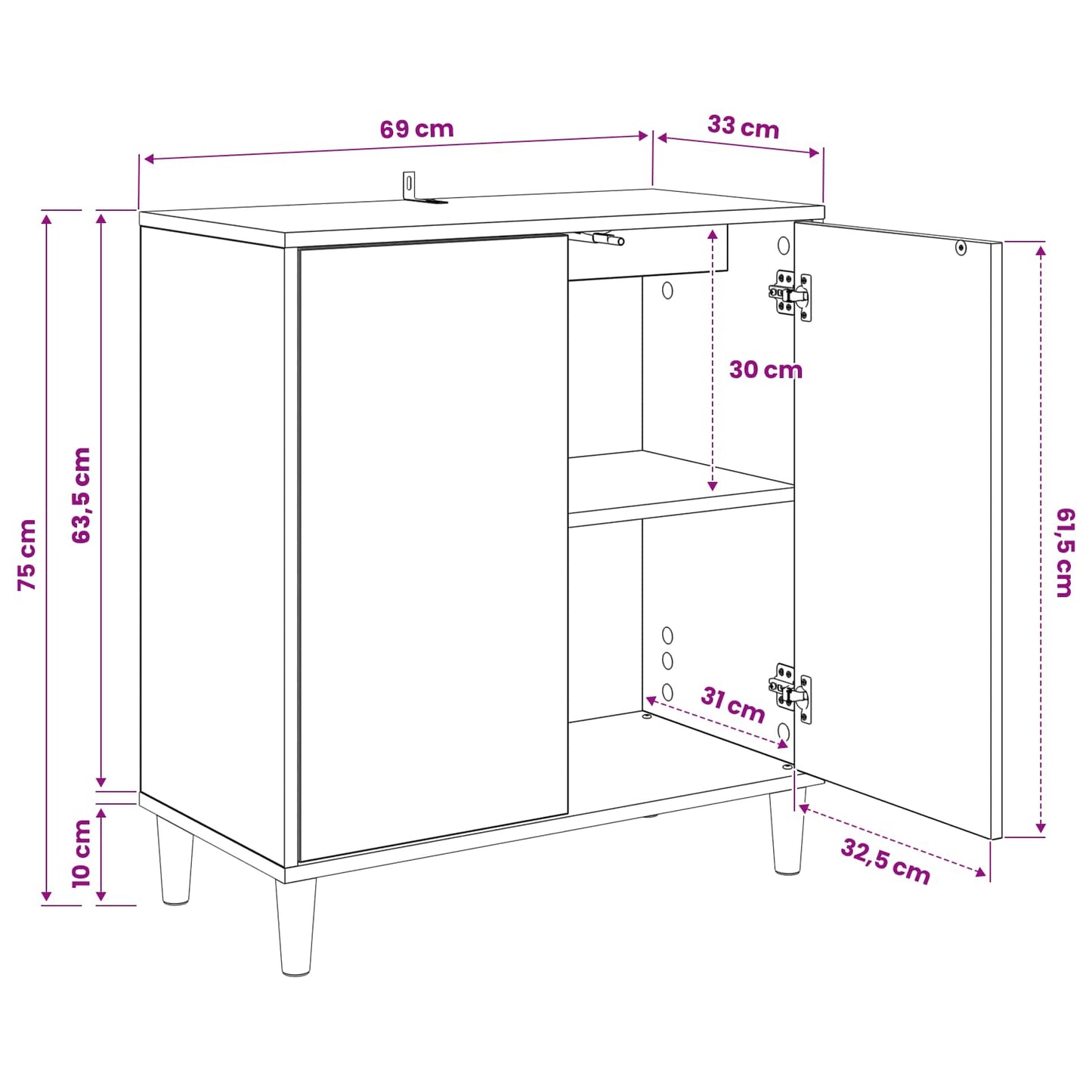 vidaXL Sideboard KIEL Sonoma 69 x 33 x 75 cm Engineered Wood