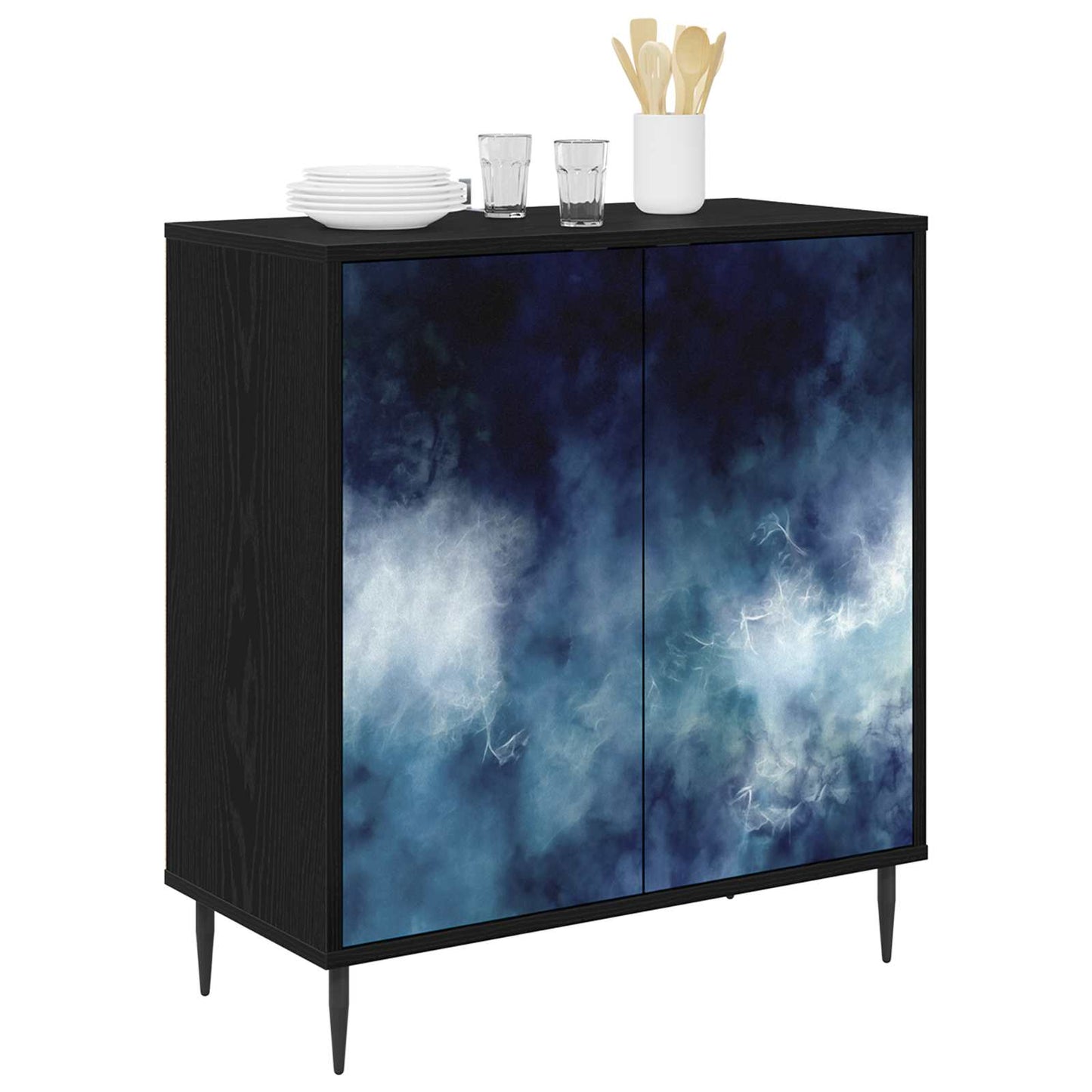 vidaXL Sideboard RAALTE Black Oak 69 x 33 x 76 cm Engineered Wood