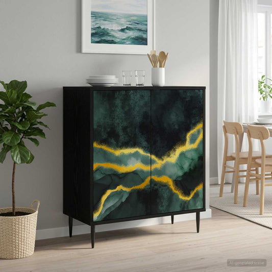 vidaXL Sideboard WIJHE Black Oak 69 x 33 x 76 cm Engineered Wood