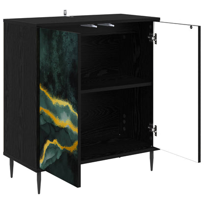 vidaXL Sideboard WIJHE Black Oak 69 x 33 x 76 cm Engineered Wood