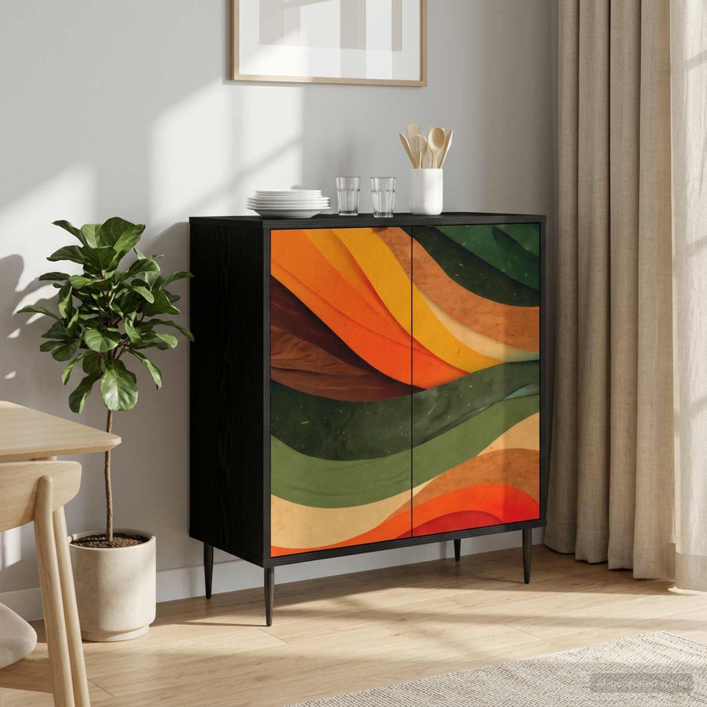 vidaXL Sideboard BONN Black Oak 69 x 33 x 76 cm Engineered Wood