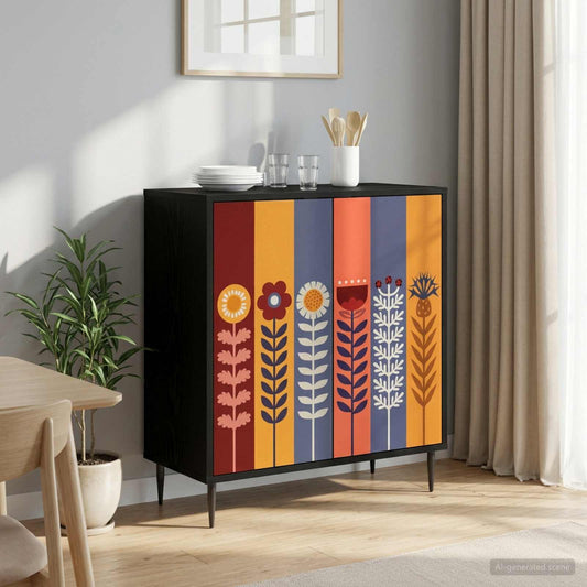 vidaXL Sideboard ESSEN Black Oak 69 x 33 x 76 cm Engineered Wood