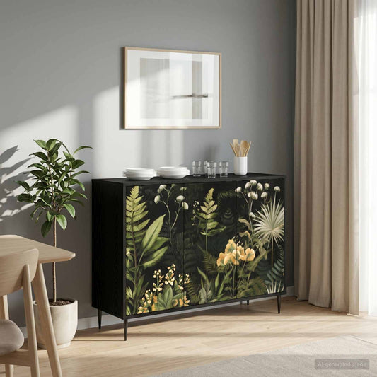 vidaXL Sideboard RHENEN Black Oak 102 x 33 x 76 cm Engineered Wood