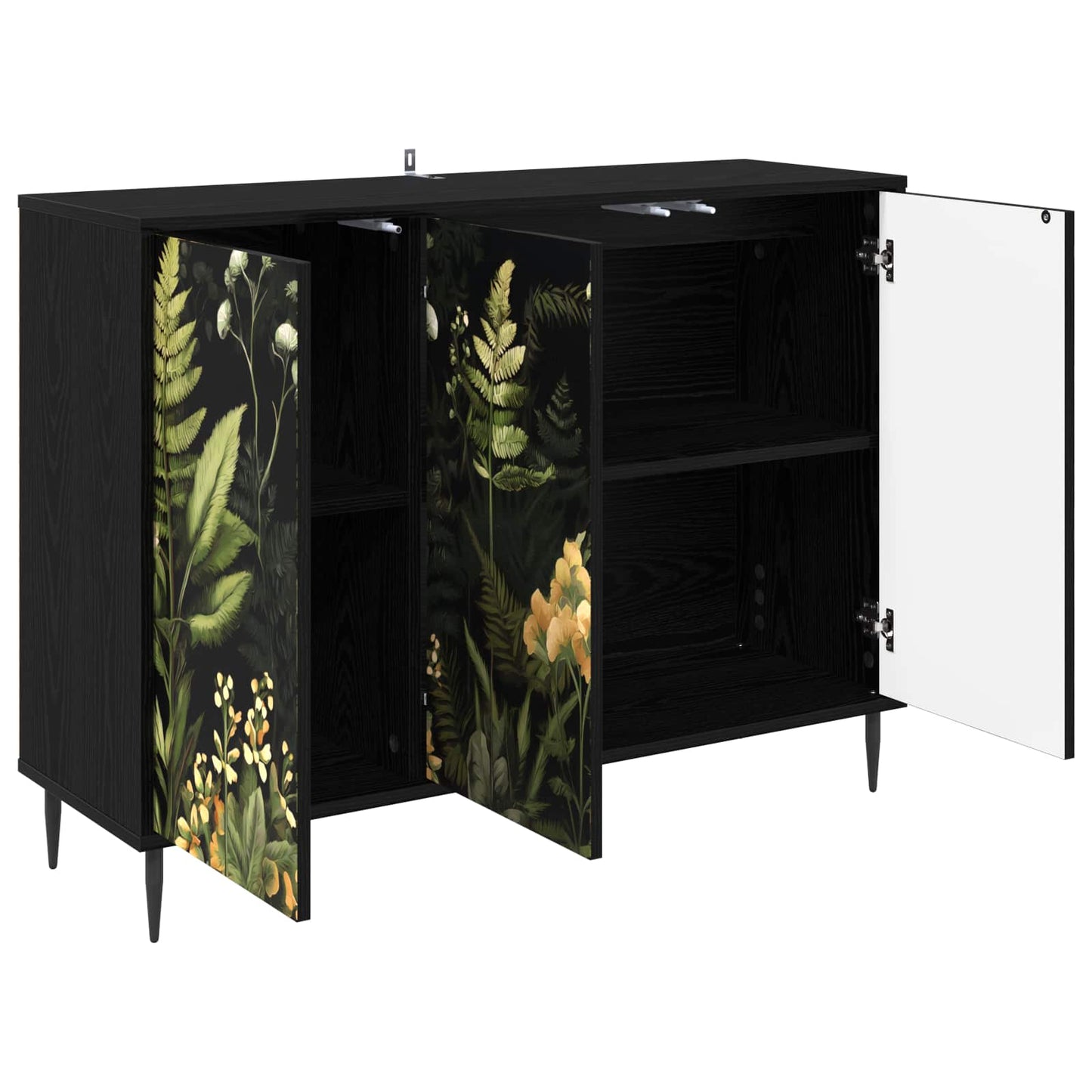 vidaXL Sideboard RHENEN Black Oak 102 x 33 x 76 cm Engineered Wood