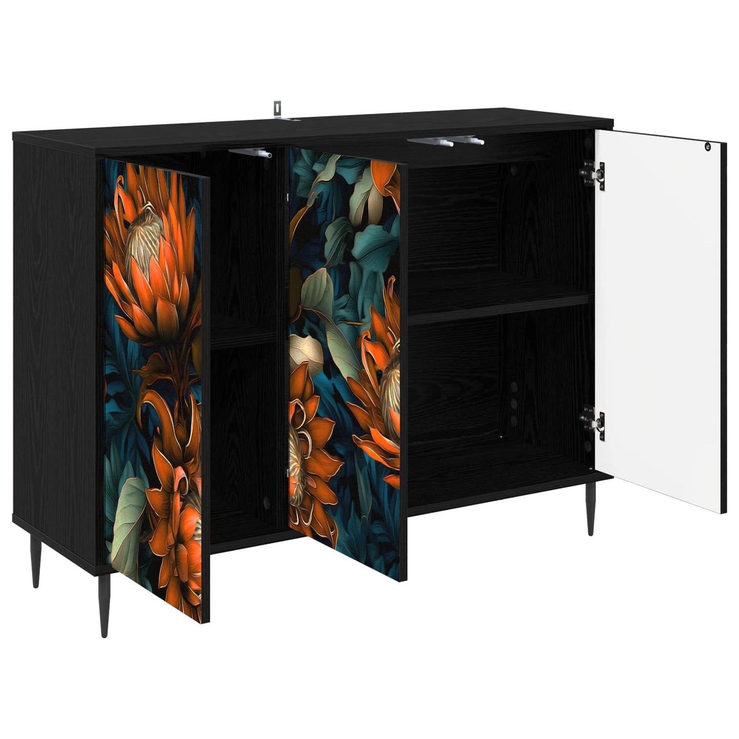vidaXL Sideboard LOCHEM Black Oak 102 x 33 x 76 cm Engineered Wood
