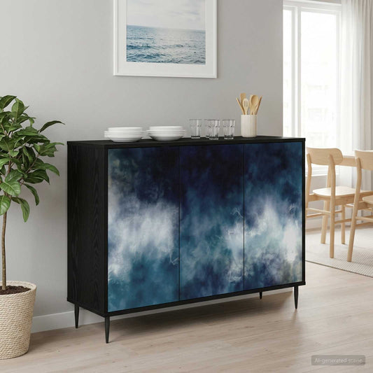 vidaXL Sideboard RAALTE Black Oak 102 x 33 x 76 cm Engineered Wood