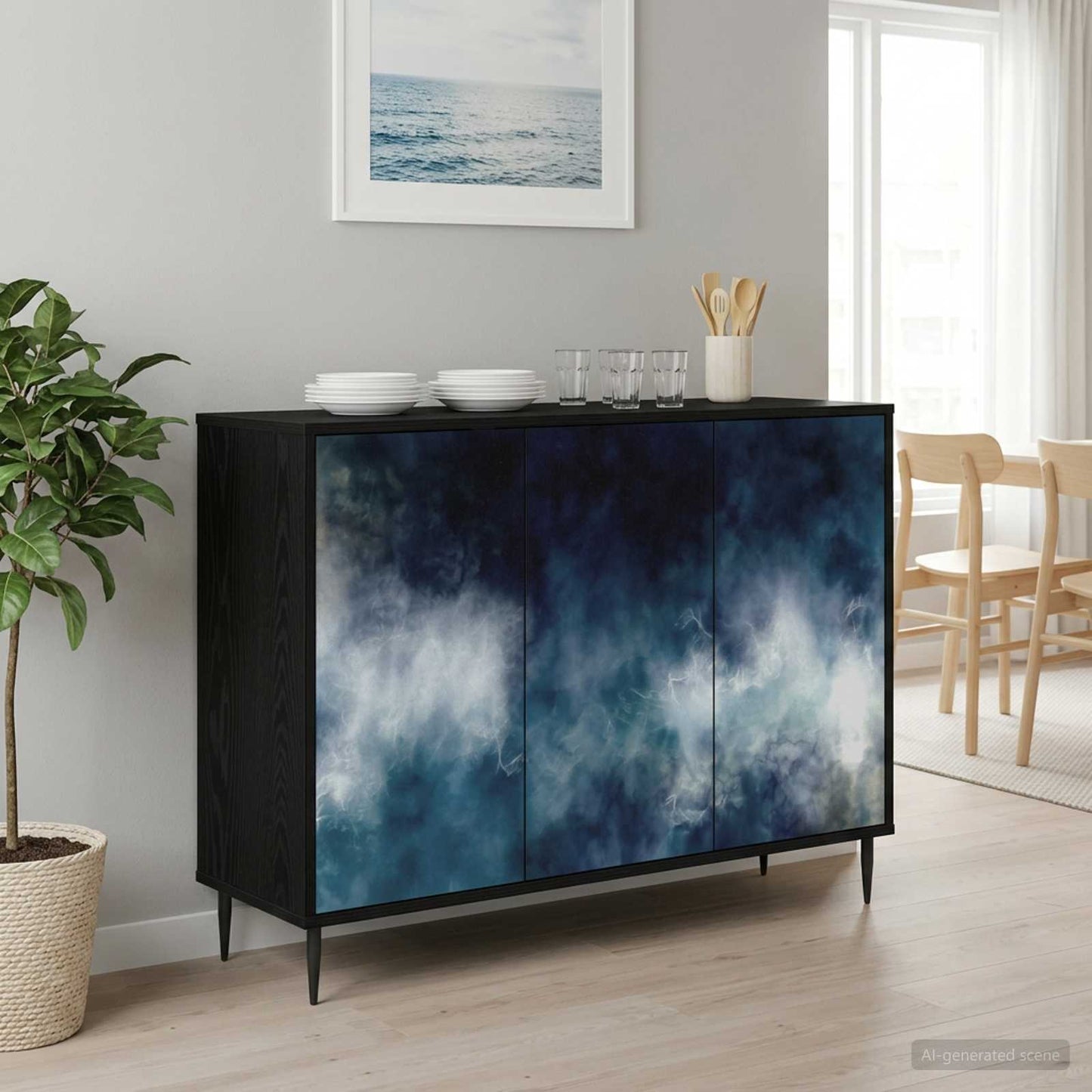 vidaXL Sideboard RAALTE Black Oak 102 x 33 x 76 cm Engineered Wood