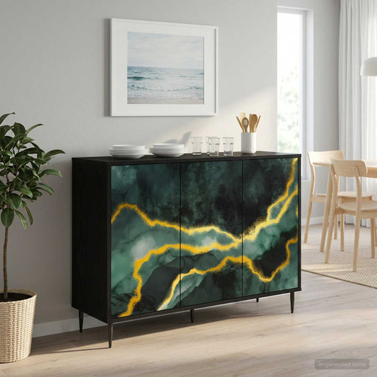 vidaXL Sideboard WIJHE Black Oak 102 x 33 x 76 cm Engineered Wood