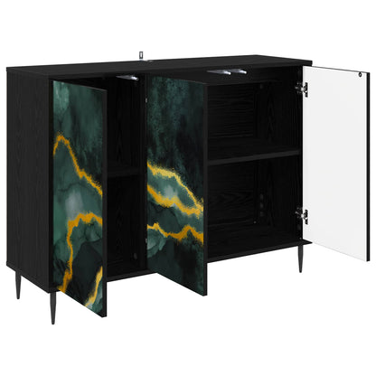 vidaXL Sideboard WIJHE Black Oak 102 x 33 x 76 cm Engineered Wood