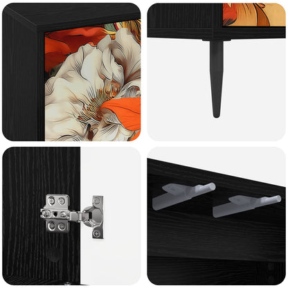 vidaXL Sideboard GENNEP Black Oak 102 x 33 x 76 cm Engineered Wood
