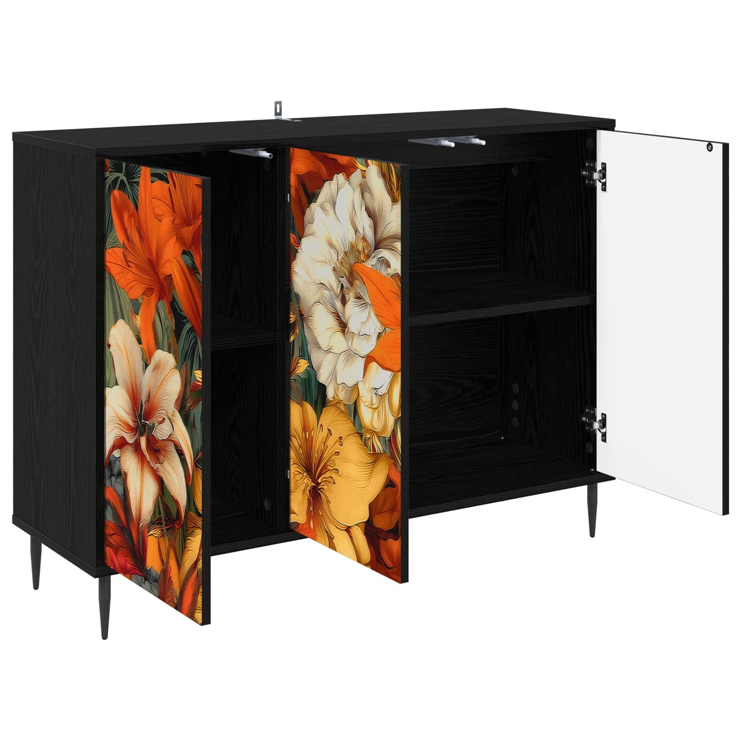 vidaXL Sideboard GENNEP Black Oak 102 x 33 x 76 cm Engineered Wood