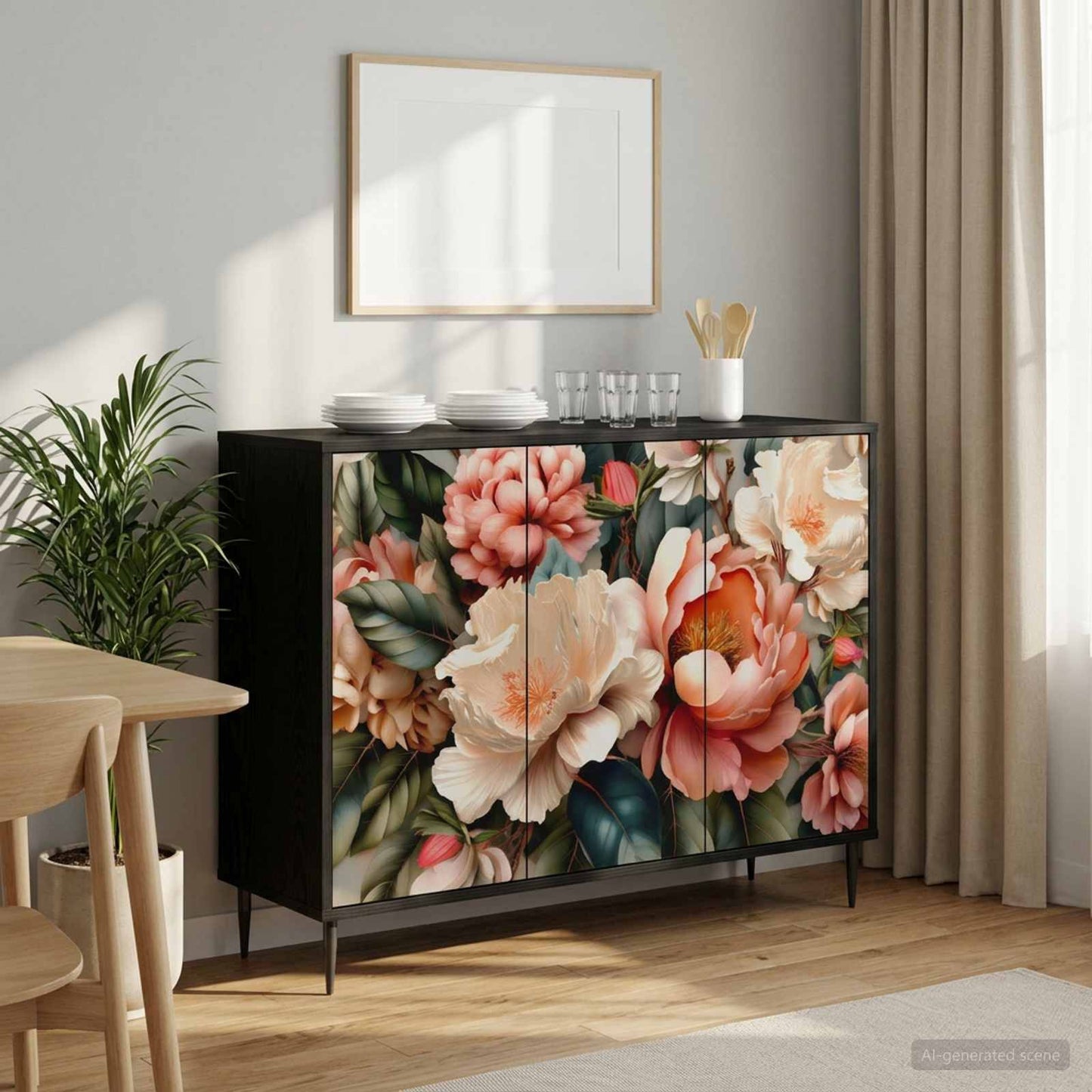 vidaXL Sideboard BORNE Black Oak 102 x 33 x 76 cm Engineered Wood