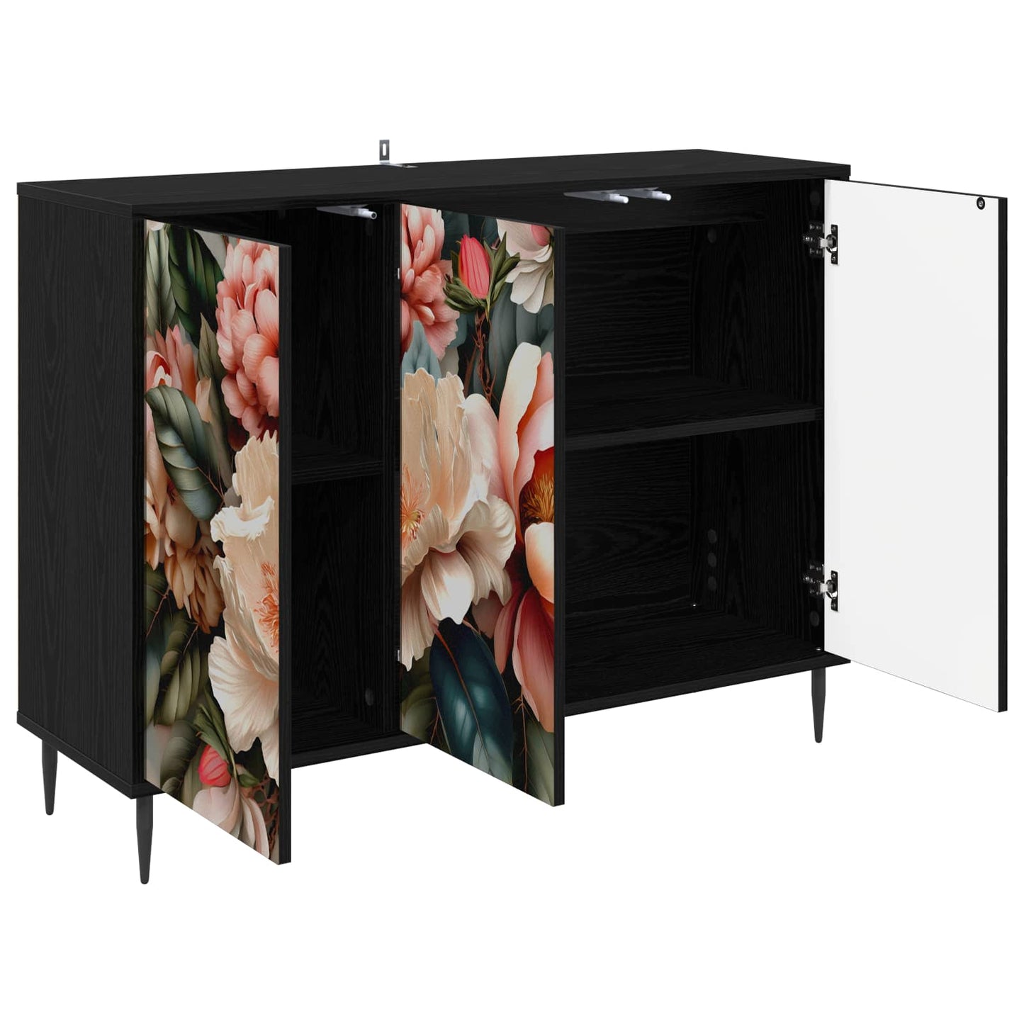 vidaXL Sideboard BORNE Black Oak 102 x 33 x 76 cm Engineered Wood
