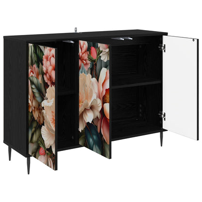 vidaXL Sideboard BORNE Black Oak 102 x 33 x 76 cm Engineered Wood