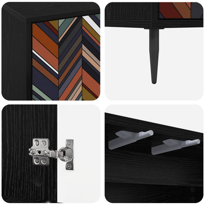 vidaXL Sideboard OMMEN Black Oak 102 x 33 x 76 cm Engineered Wood