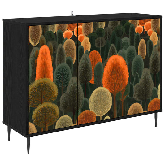 vidaXL Sideboard ZAANDAM Black Oak 102 x 33 x 76 cm Engineered Wood