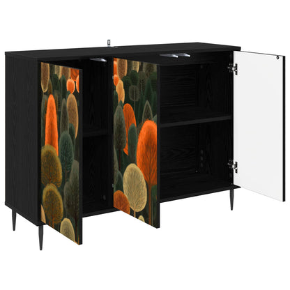 vidaXL Sideboard ZAANDAM Black Oak 102 x 33 x 76 cm Engineered Wood