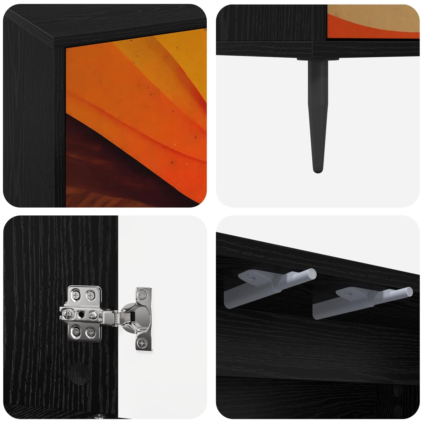 vidaXL Sideboard BONN Black Oak 102 x 33 x 76 cm Engineered Wood