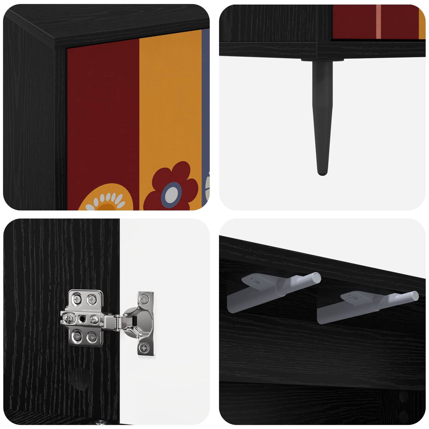 vidaXL Sideboard ESSEN Black Oak 102 x 33 x 76 cm Engineered Wood