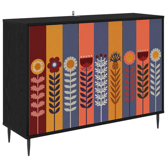 vidaXL Sideboard ESSEN Black Oak 102 x 33 x 76 cm Engineered Wood
