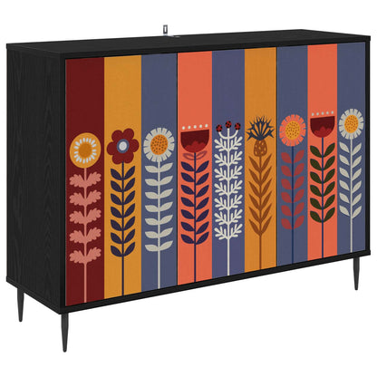 vidaXL Sideboard ESSEN Black Oak 102 x 33 x 76 cm Engineered Wood
