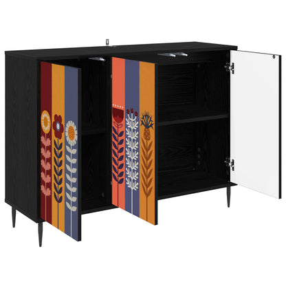 vidaXL Sideboard ESSEN Black Oak 102 x 33 x 76 cm Engineered Wood