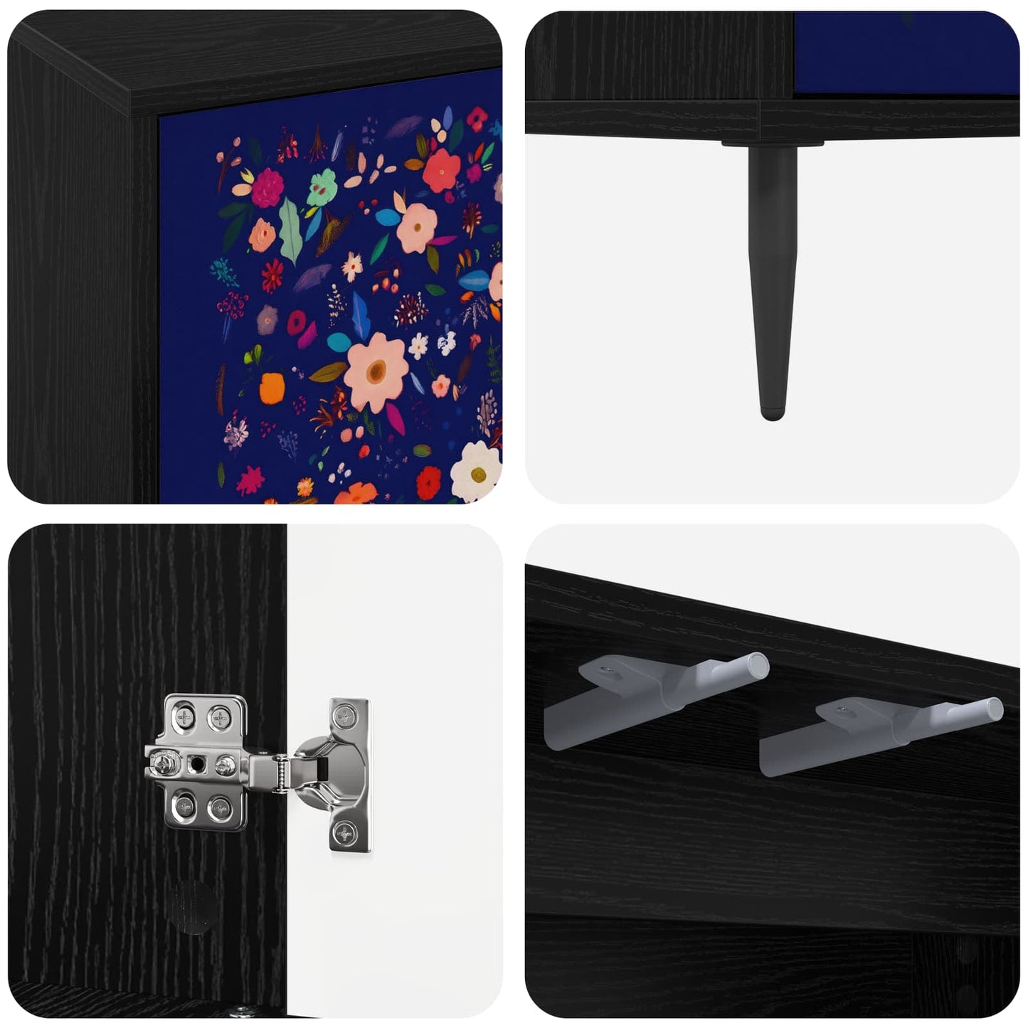 vidaXL Sideboard MAINZ Black Oak 102 x 33 x 76 cm Engineered Wood
