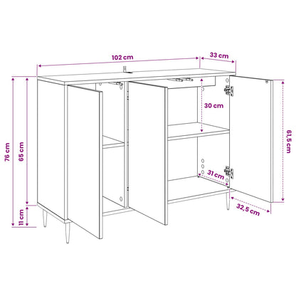 vidaXL Sideboard HANAU Black Oak 102 x 33 x 76 cm Engineered Wood