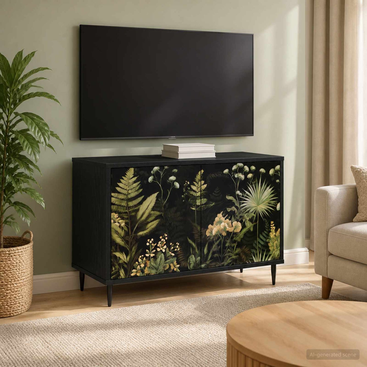 vidaXL TV Cabinet RHENEN 69 x 33 x 50.5 cm Black Oak Engineered Wood