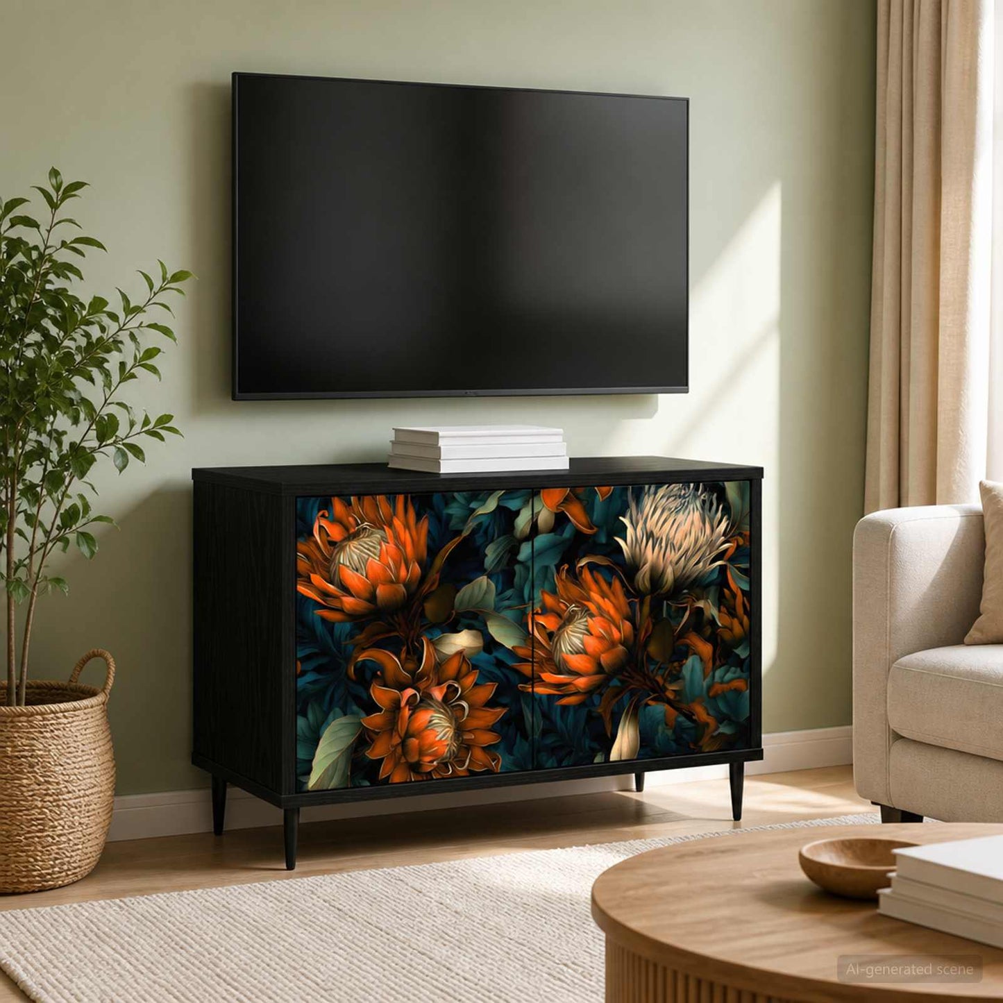 vidaXL TV Cabinet LOCHEM 69 x 33 x 50.5 cm Black Oak Engineered Wood